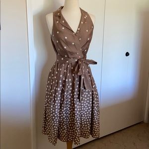 Ann Klein polka dot pleated dress